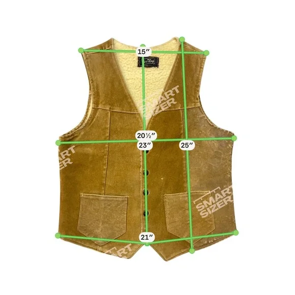 Vintage Goo-Kay Tan Leather Western Vest Sherpa Lined Snap Front Mens Medium - Picture 6 of 7
